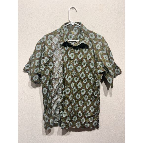 Mountain hardware button up short sleeve shirt paisley medieval pattern unique - Picture 1 of 6